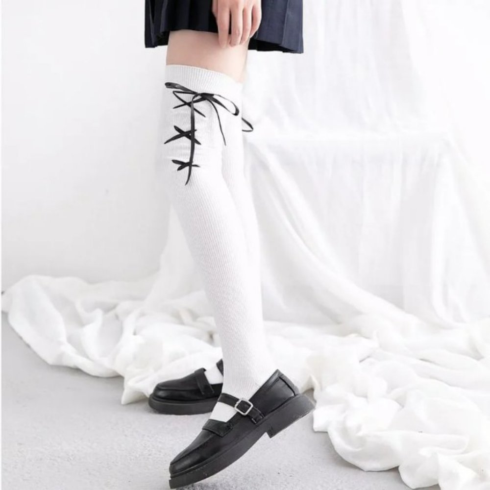 Lace Up Over-The-Knee Socks